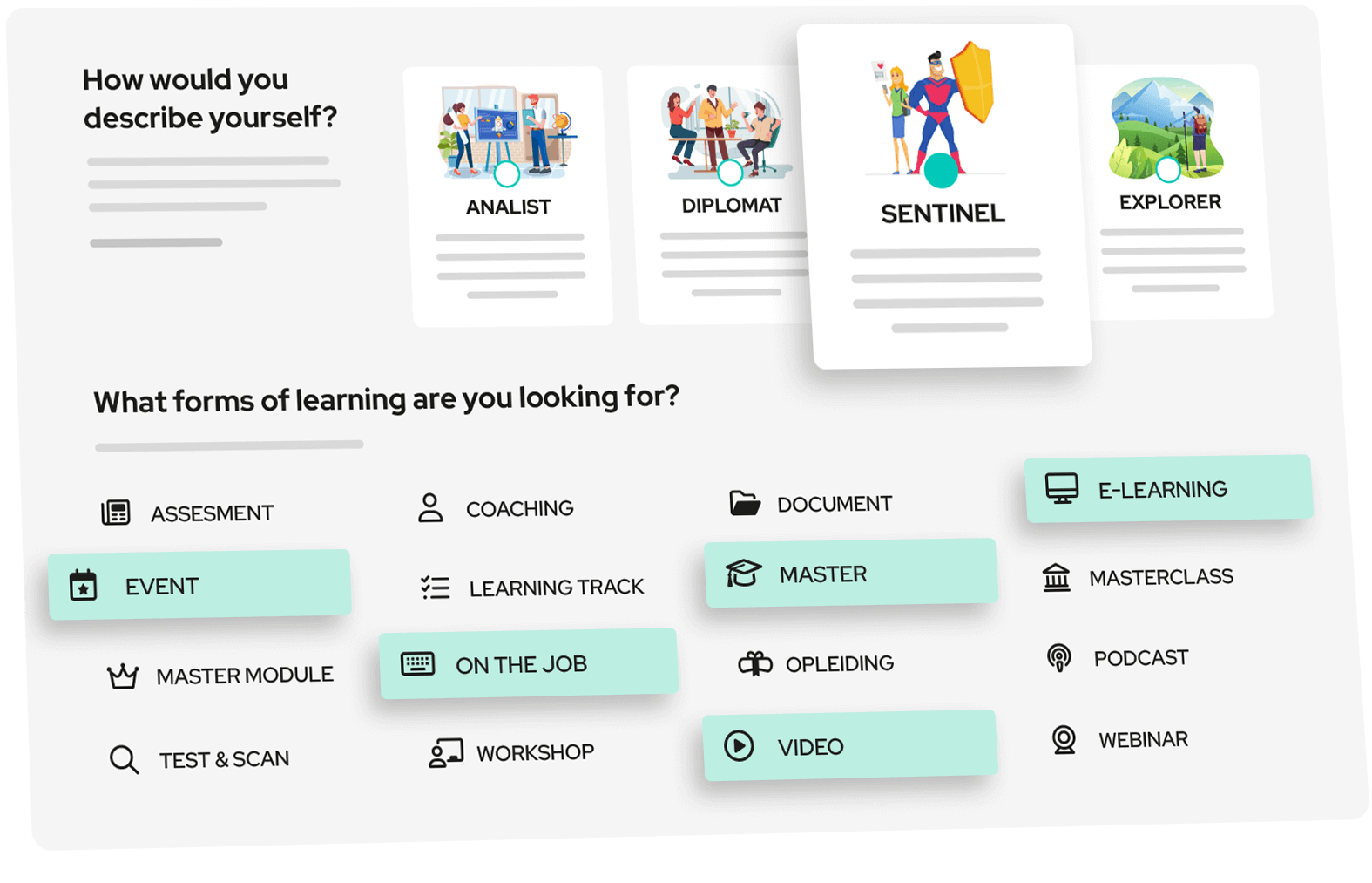Visual showing how to personalize your training profile.